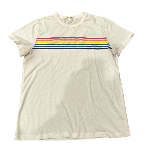 Marine Layer Women's Crewneck T Shirt Rainbow Cream Size M - Picture 1 of 9